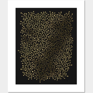 Berry Branches - Black Gold Posters and Art